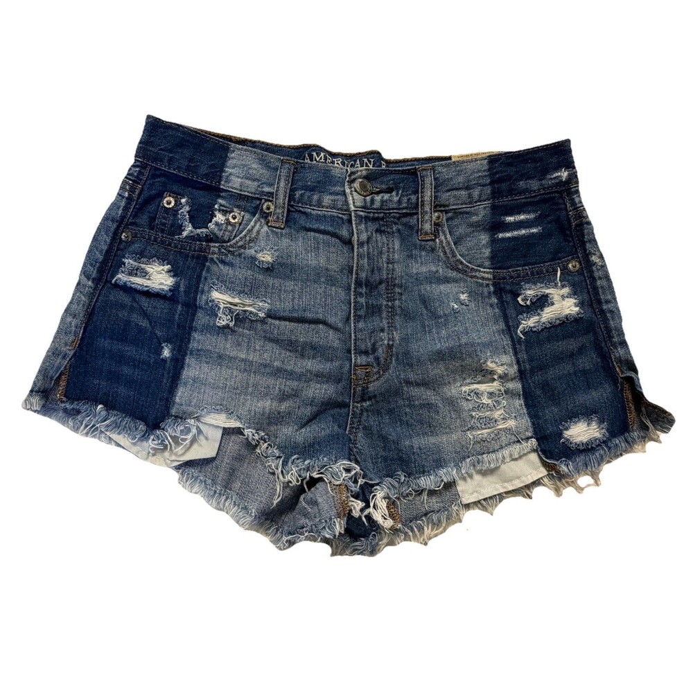 American Eagle Hi-Rise Festival Denim‎ Shorts Women’s 4 Distressed Frayed Hem